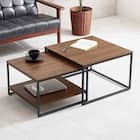 棚付きネストテーブル (BR/BK) 1枚目画像