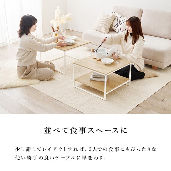 棚付きネストテーブル (BR/BK) 6枚目画像