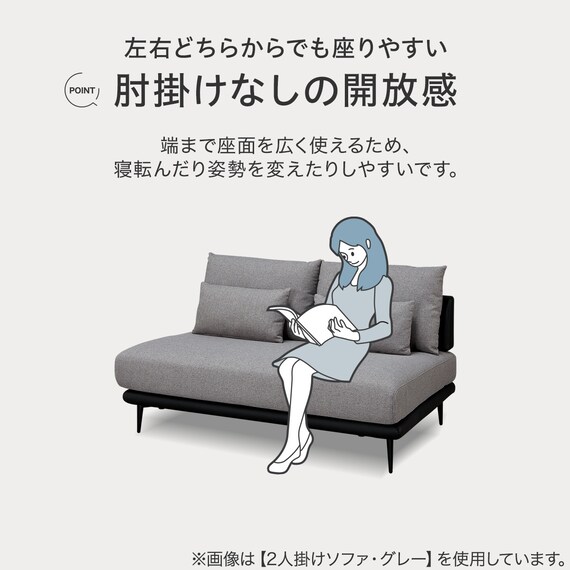 2人掛けソファ 布張りタイプ(SV05 GY) 2枚目画像