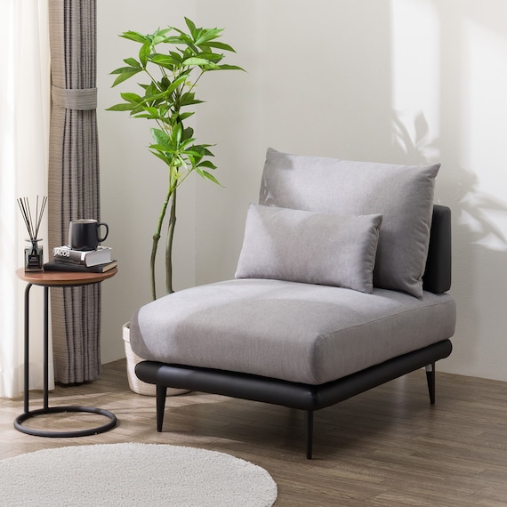 1人掛けアームレスソファ 布張りタイプ (SV05 GY) 1枚目画像