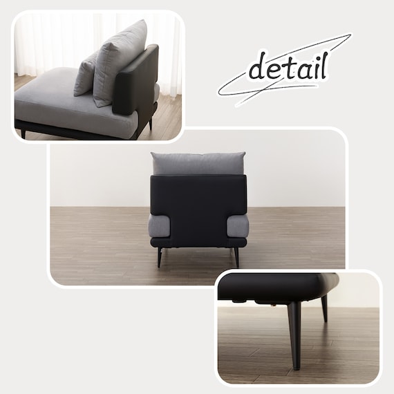 1人掛けアームレスソファ 布張りタイプ (SV05 GY) 7枚目画像