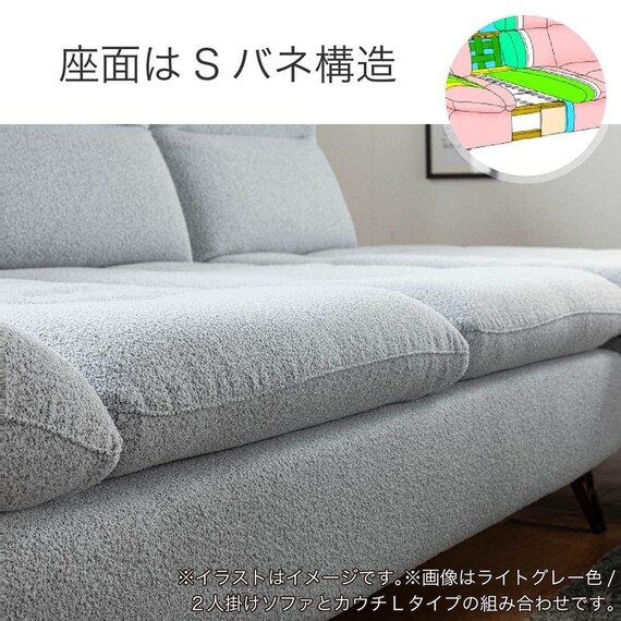 布張り片肘2人掛けソファ(ヴァリS 左肘 DGY)【島忠ホームズ商品】 9枚目画像