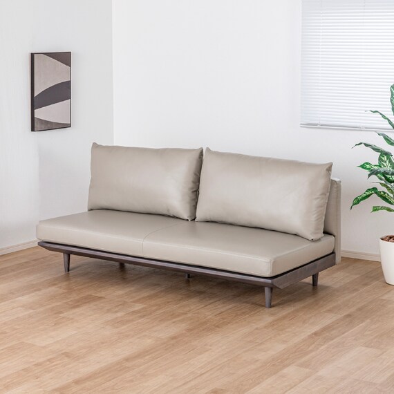 肘無し3人掛けソファ 本革(一部合成皮革)タイプ(KKS04 A-DGY)【島忠ホームズ商品】 1枚目画像