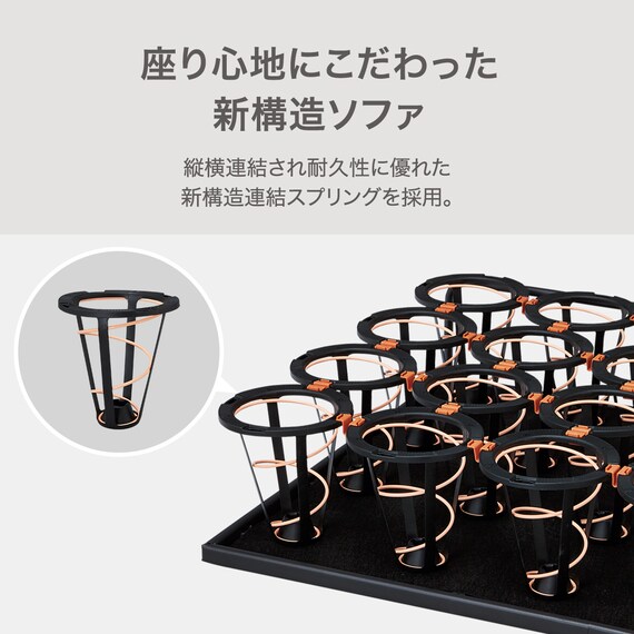 2人掛けカジュアルソファ 布張りタイプ (モチファ MZ03 GY) 2枚目画像