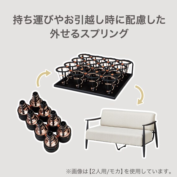 2人掛けカジュアルソファ 布張りタイプ (モチファ MZ03 GY) 3枚目画像