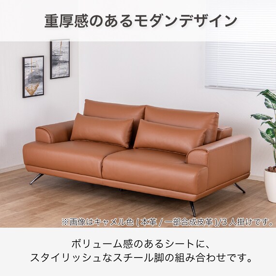 3人掛けソファ 本革タイプ(KKS06 B-CA)【島忠ホームズ商品】 2枚目画像