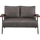 レザー調生地のコンパクトソファ 布張りタイプ(GC03WR DGY) 2枚目画像