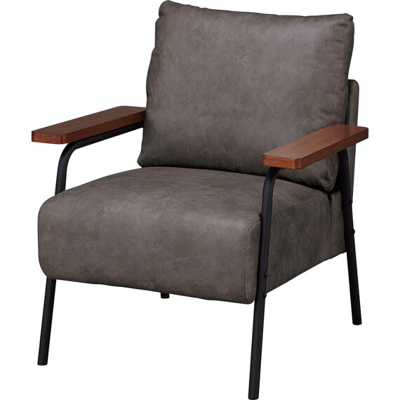 1人掛けレザー調生地のソファ 布張りタイプ(GC03WR DGY) 1枚目画像