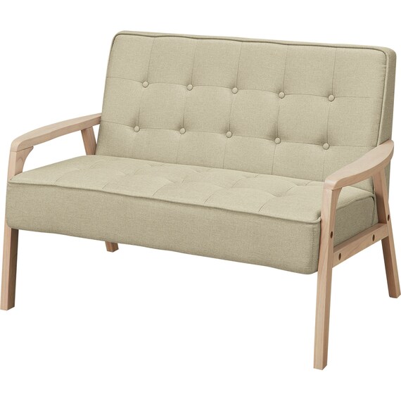 2人掛け天然木フレームソファ 布張りタイプ (ルッキ3 YGR/NA) 1枚目画像