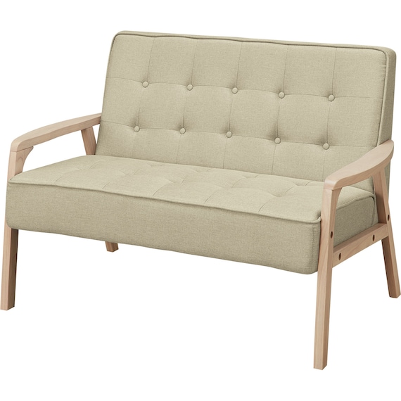 2人掛け天然木フレームソファ 布張りタイプ (ルッキ3 YGR/NA) 1枚目画像