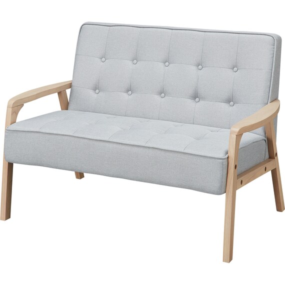 2人掛け天然木フレームソファ 布張りタイプ (ルッキ3 LGY/NA) 1枚目画像