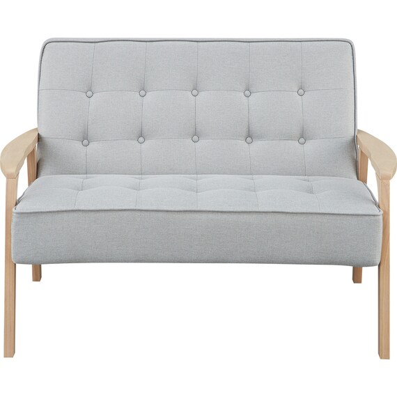 2人掛け天然木フレームソファ 布張りタイプ (ルッキ3 LGY/NA) 2枚目画像