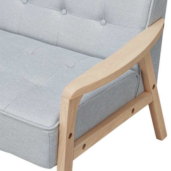 2人掛け天然木フレームソファ 布張りタイプ (ルッキ3 LGY/NA) 8枚目画像