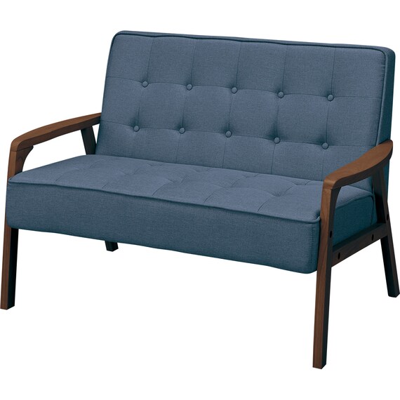 2人掛け天然木フレームソファ 布張りタイプ (ルッキ3 NV/MBR) 1枚目画像