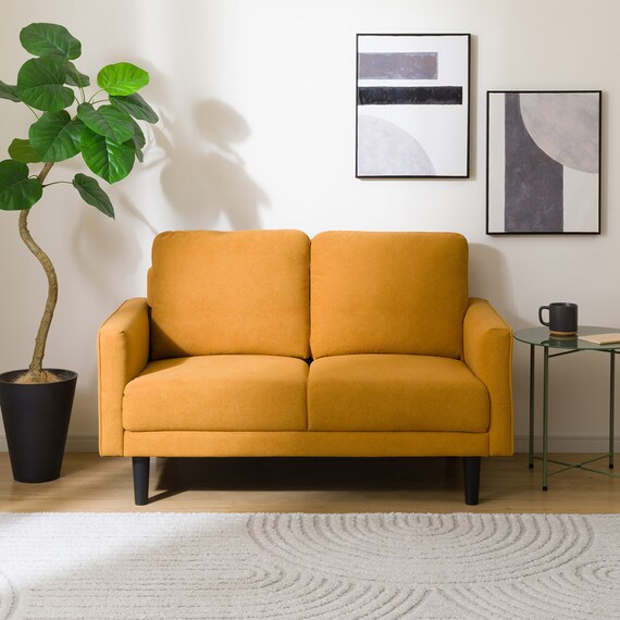 2人掛けコンパクトソファ 布張りタイプ (DJ11-2 オレンジ) 8枚目画像