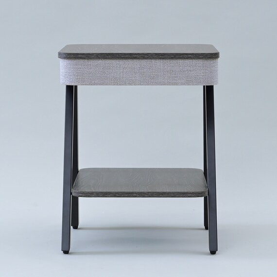 スピーカー&ランプ付きサイドテーブル (グレー) 2枚目画像