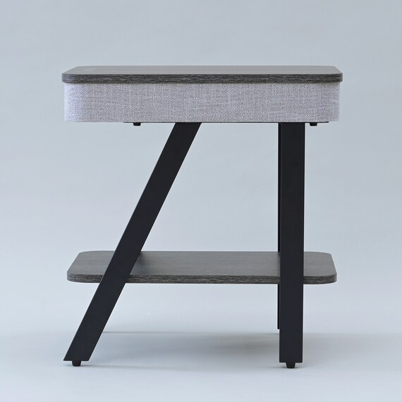 スピーカー&ランプ付きサイドテーブル (グレー) 3枚目画像