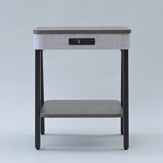 スピーカー&ランプ付きサイドテーブル (グレー) 4枚目画像