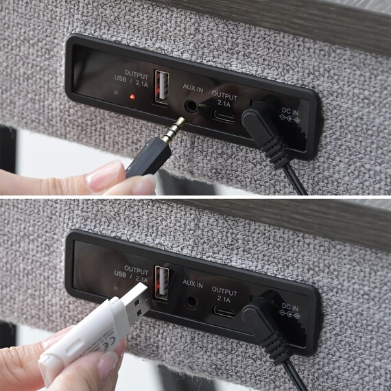 スピーカー&ランプ付きサイドテーブル (グレー) 7枚目画像