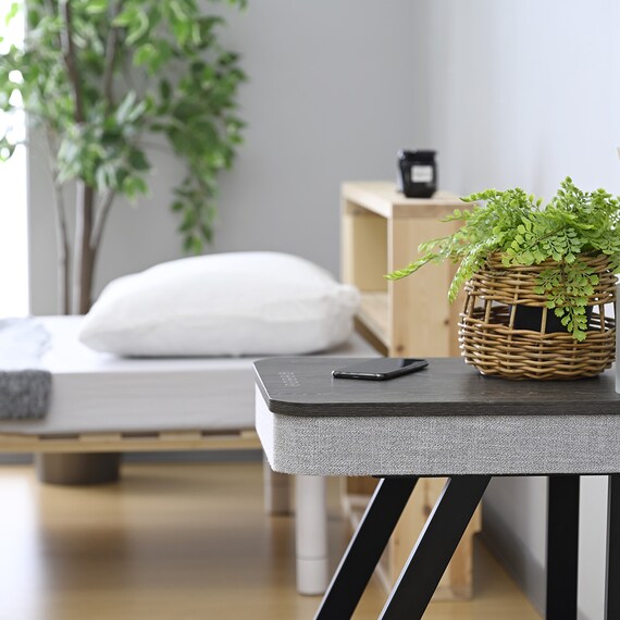 スピーカー&ランプ付きサイドテーブル (グレー) 12枚目画像