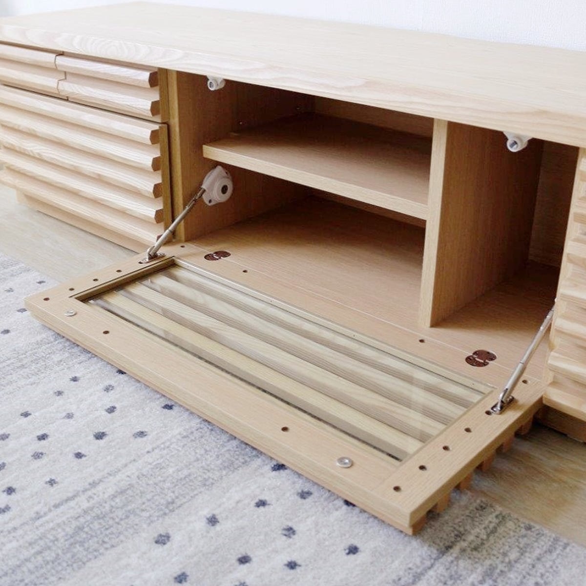 天然木工芸突板ルーバーテレビ台 (幅180cm NA) | ニトリネット【公式