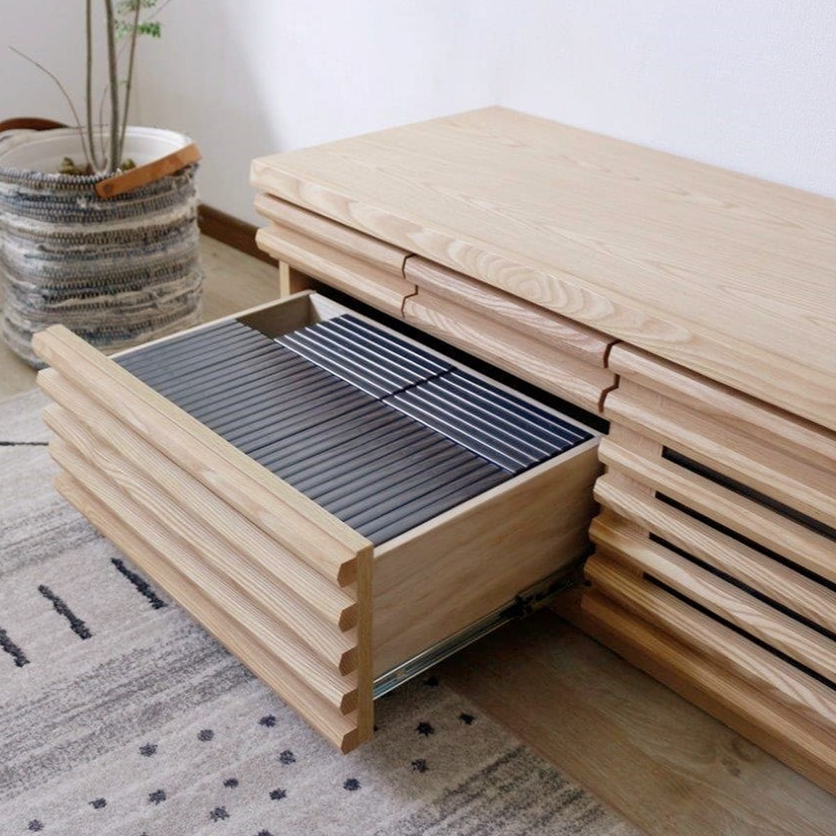 木製ルーバーテレビ台 楽天市場】天然木工芸突板ルーバーテレビ台 ニトリ 【配送員設置商品