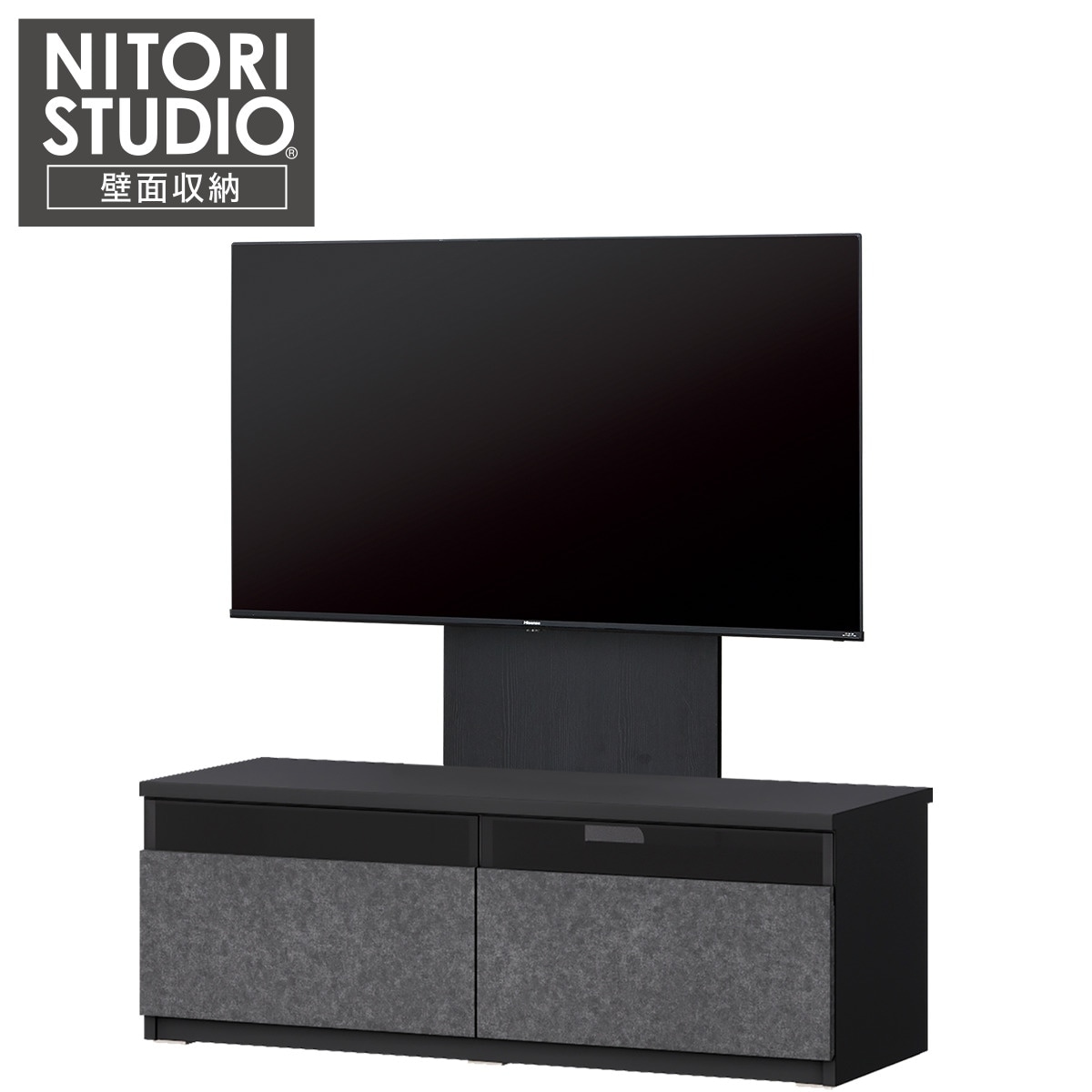 ローボード＋テレビ固定ボードセット(UF01 LB120 GYBK/MX50N BK