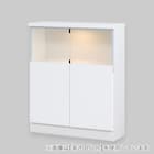 ディスプレイ収納 照明付き 扉 (幅78×高さ85cm 光沢WH) 1枚目画像