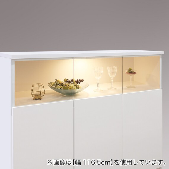 高さオーダー】ディスプレイ収納 照明付き 扉 (幅78×高さ104cm 光沢WH 