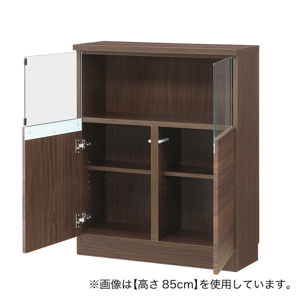 高さオーダー】ディスプレイ収納 照明付き 扉 (幅78×高さ89cm 木目DBR