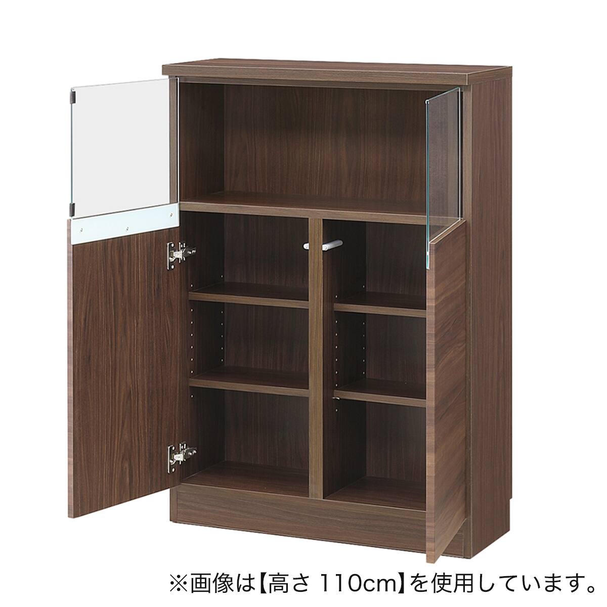 高さオーダー】ディスプレイ収納 照明付き 扉 (幅78×高さ109cm 木目DBR
