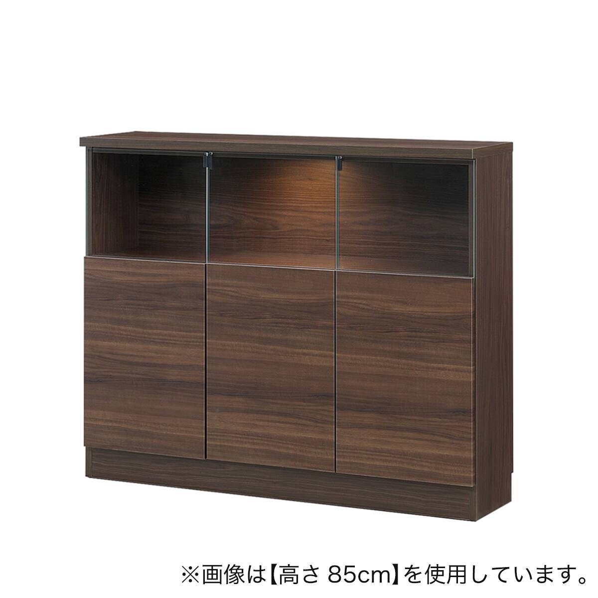 高さオーダー】ディスプレイ収納 照明付き 扉 (幅116.5×高さ89cm 木目