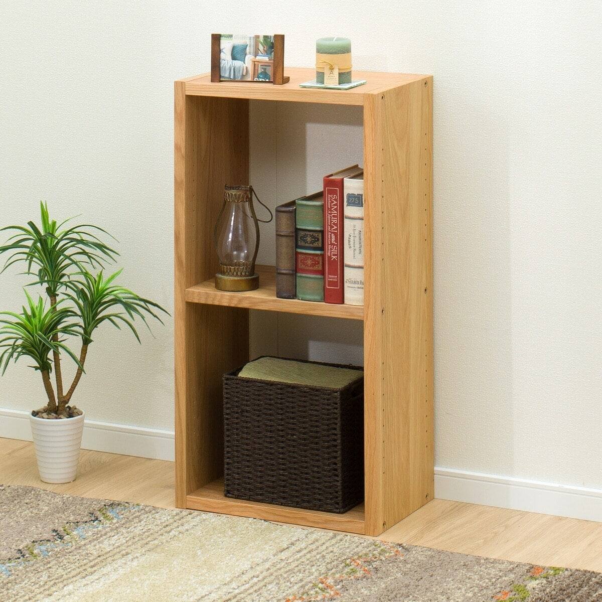 【完成品】壁面ユニットオープンシェルフ 約109cm 壁面ユニット オープンシェルフ(コネクト2 基本セット 幅43 2段 LBR