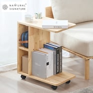 【NATURAL SIGNATURE】天然木 キャスター付きサイドテーブル