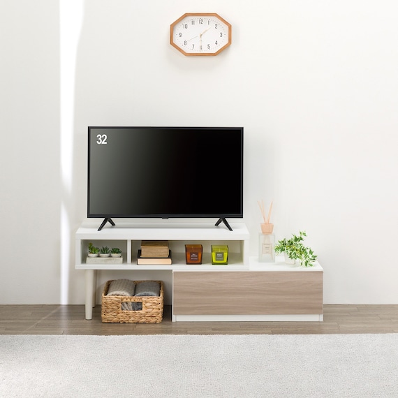 伸長式テレビ台(ローボード GA101N EX79 GY/WH) 4枚目画像