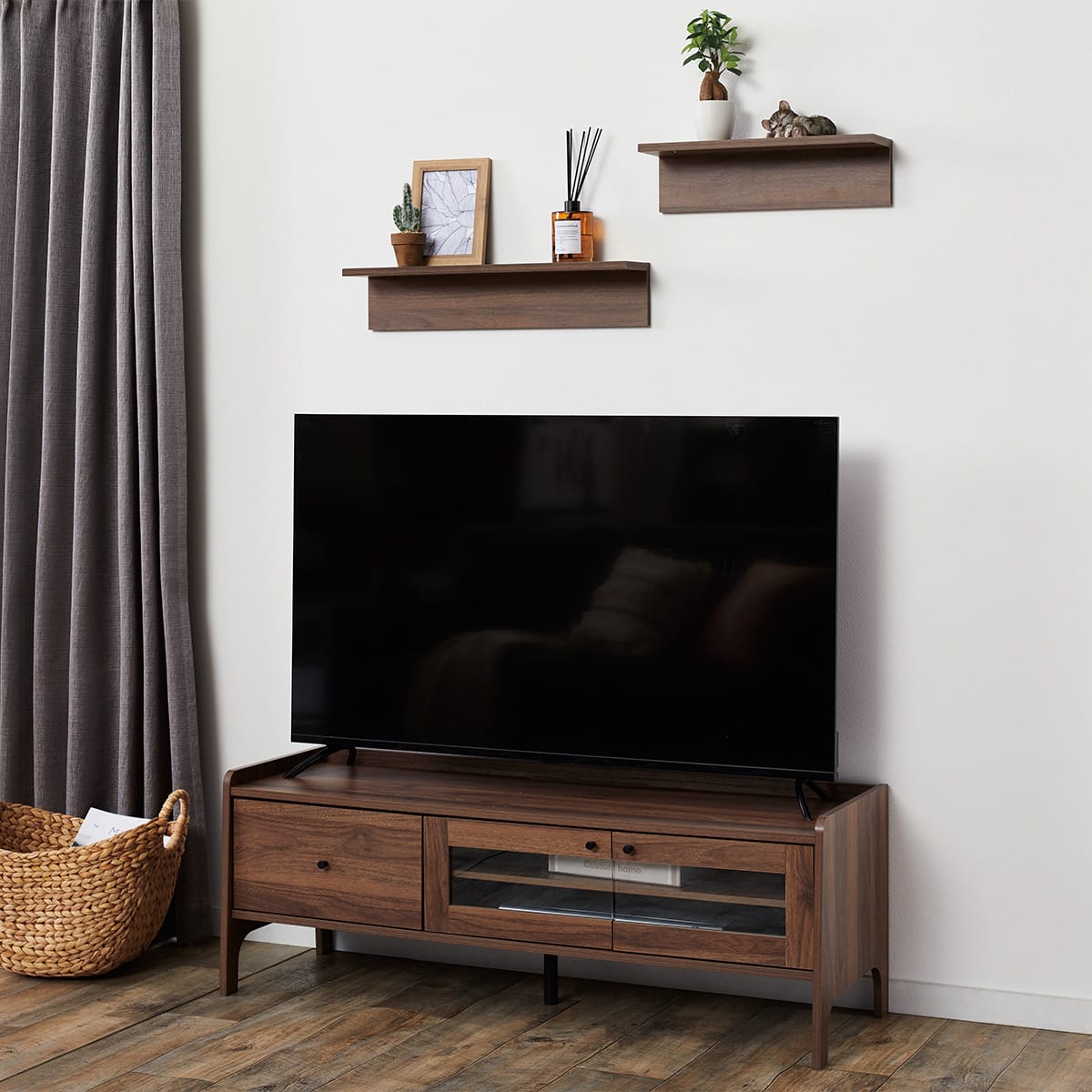 ニトリ　ブラウン テレビボード 引き出し付き ニトリ（NITORI） 簡単組立て Nクリックディープ TVボード(ミドル