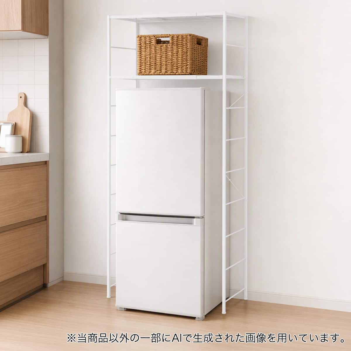 多機能鉄芸掛けかごキッチン冷蔵庫収納整理棚パンチなし家庭用浴室壁掛け式置物棚 オプションユニット 冷蔵庫ラック(DS601 WH) | ニトリネット【公式