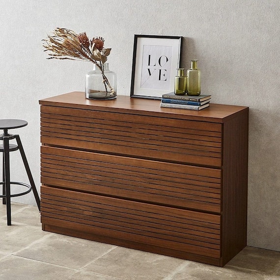 天然木工芸突板ローチェスト(120 WAL) 1枚目画像