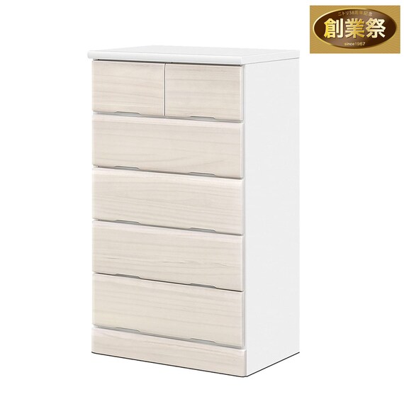 日本製 多サイズチェスト 幅60cm(5段 WH) 1枚目画像
