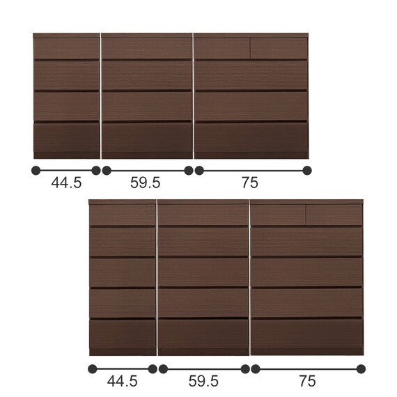 多サイズ薄型チェスト(幅59.5cm 5段 BR) 10枚目画像