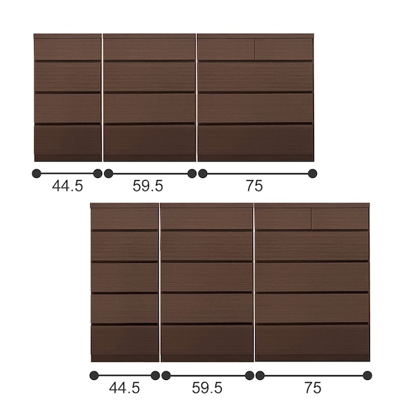 多サイズ薄型チェスト(幅59.5cm 5段 BR) 10枚目画像
