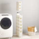 ラタン調 水に強いスリムランドリー収納 (幅16cm WH) 1枚目画像