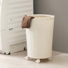 ラタン調 水に強いランドリーバスケット (WH) 1枚目画像