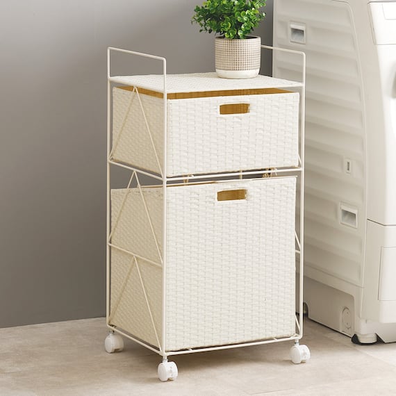 ラタン調 水に強いランドリー収納 (幅41cm WH) 1枚目画像