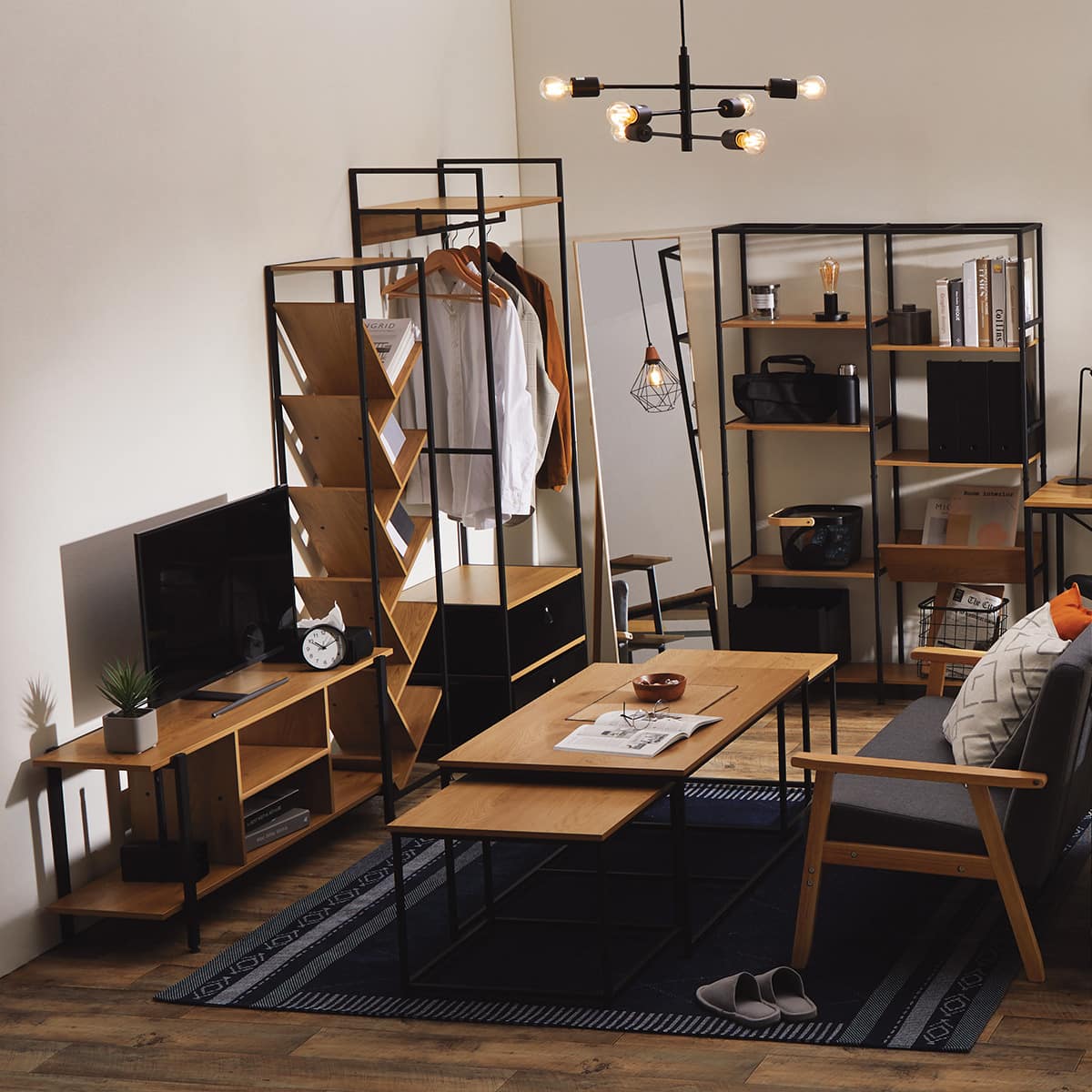 ハンガーラック(KP520 LBR/BK) | ニトリネット【公式】 家具