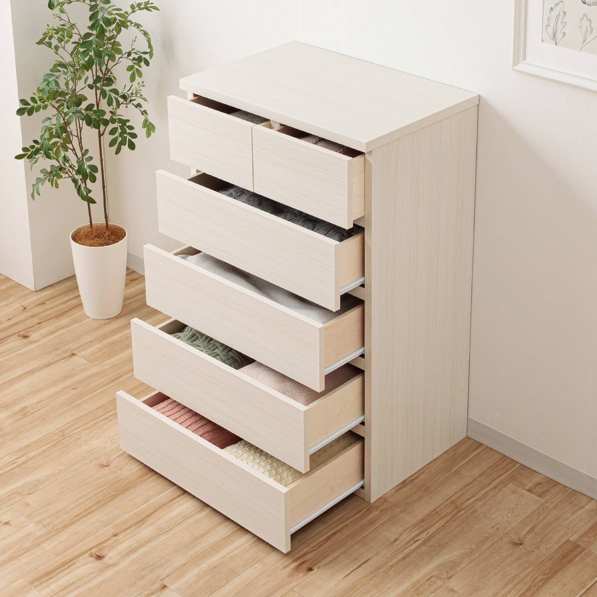 日本製 組立不要 完成品 チェスト (幅60cm 5段 ホワイト) | ニトリ