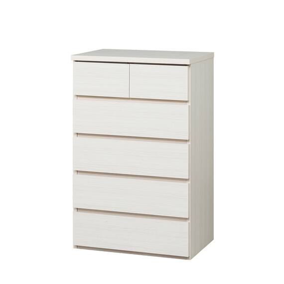 日本製 組立不要 完成品 チェスト (幅60cm 5段 ホワイト) 5枚目画像