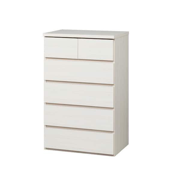 日本製 組立不要 完成品 チェスト (幅60cm 5段 ホワイト) 5枚目画像