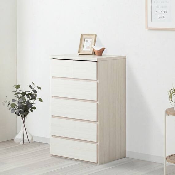 日本製 組立不要 完成品 チェスト (幅60cm 5段 ホワイト) 6枚目画像