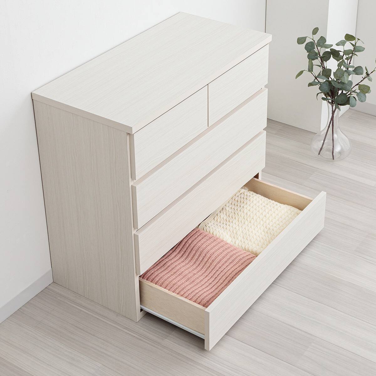 日本製 組立不要 完成品 チェスト (幅80cm 4段 ホワイト) | ニトリ